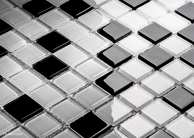 Mozaika sklenená biela+čierna