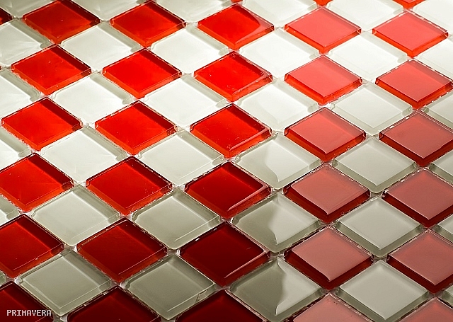 Mozaika sklenená červená+biela