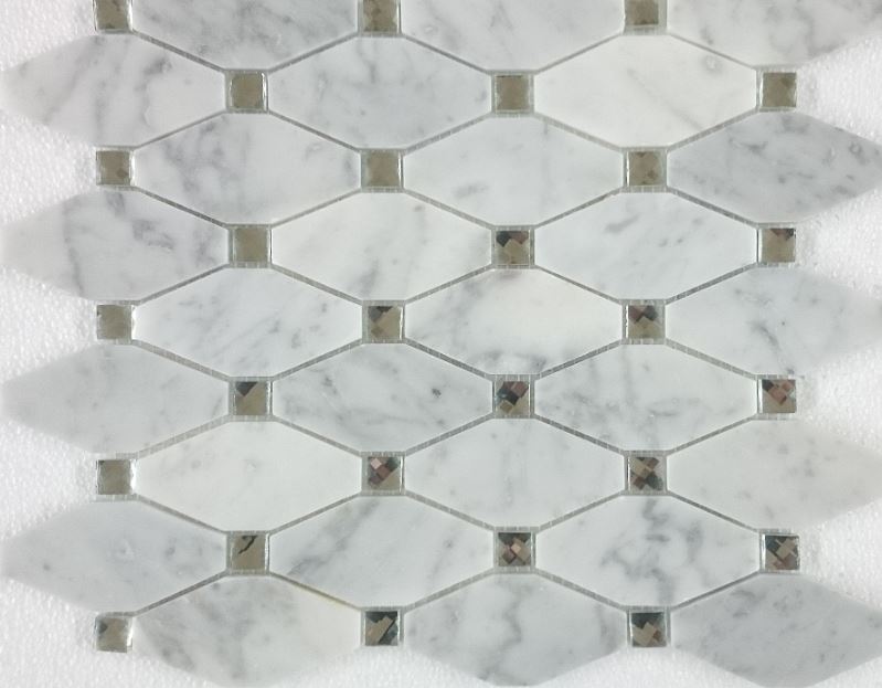Mozaika kamenno - sklenená hexagon MAR04