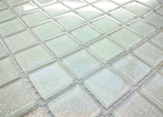 Mozaika sklenená brokát biela