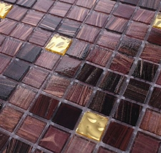  Mozaika sklenená hnedá+zlatá KMC06
