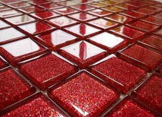 Mozaika sklenená brokát červená