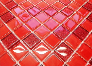Mozaika sklenená brokát červená mix